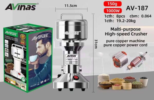 150 Gram, 1000 Watts Multi-Purpose High-Speed Crusher with Pure Copper Coil