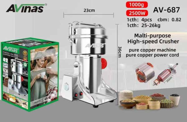 Alvinas 1000gram, 2500watts multi purpose high speed crusher.... Pure copper coil