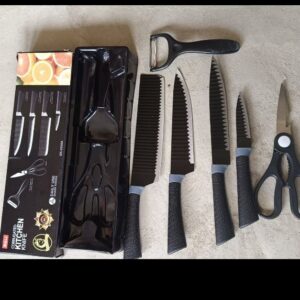 6PCS BLACK CORRUGATED KNIFES