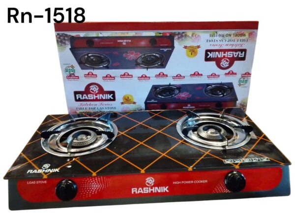 2 Burner Rashnik Glass Gas Stove