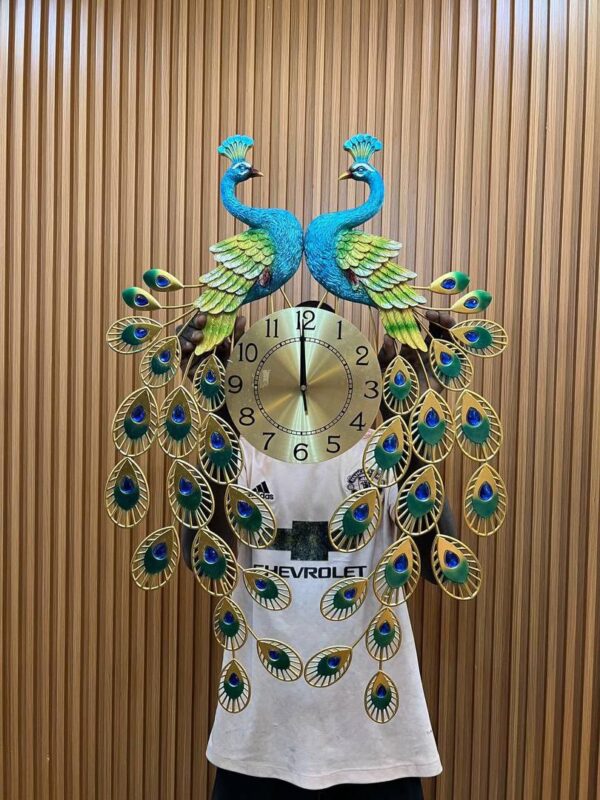 Double head peacock wall clock